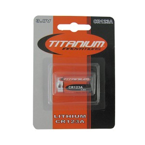 Titanium Innovations CR123A Lithium Battery retail card